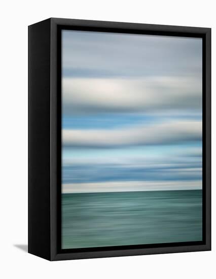 USA, Michigan, Mackinac Island. Abstract blur of Lake Huron from Mission Point-Ann Collins-Framed Premier Image Canvas