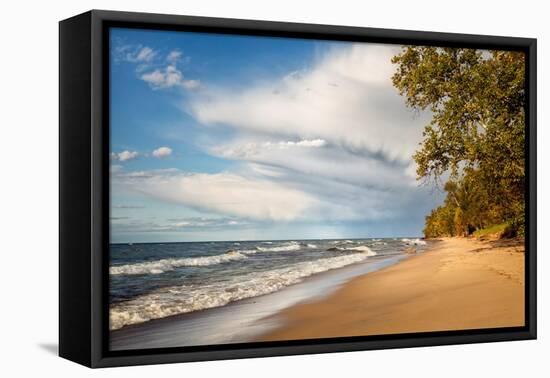 USA, Michigan, Munising. Receding storm clouds at Pictured Rocks National Lakeshore-Ann Collins-Framed Premier Image Canvas