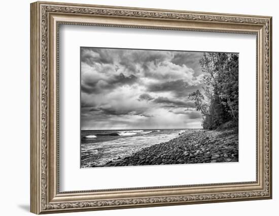 USA, Michigan, Munising. Receding storm clouds at Pictured Rocks National Lakeshore-Ann Collins-Framed Photographic Print