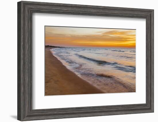 USA, Michigan, Paradise, Whitefish Bay Beach with Waves at Sunrise-Frank Zurey-Framed Photographic Print