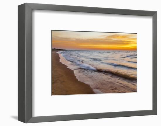 USA, Michigan, Paradise, Whitefish Bay Beach with Waves at Sunrise-Frank Zurey-Framed Photographic Print