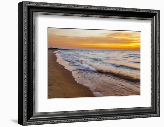 USA, Michigan, Paradise, Whitefish Bay Beach with Waves at Sunrise-Frank Zurey-Framed Photographic Print