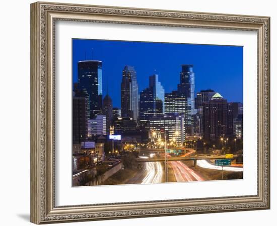 USA, Minnesota, Minneapolis, City Skyline from Interstate Highway I-35W-Walter Bibikow-Framed Photographic Print