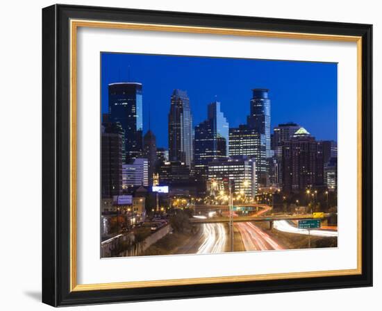 USA, Minnesota, Minneapolis, City Skyline from Interstate Highway I-35W-Walter Bibikow-Framed Photographic Print