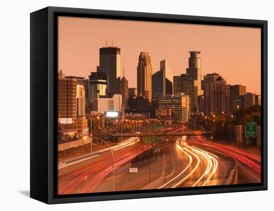 USA, Minnesota, Minneapolis, City Skyline from Interstate Highway I-35W-Walter Bibikow-Framed Premier Image Canvas