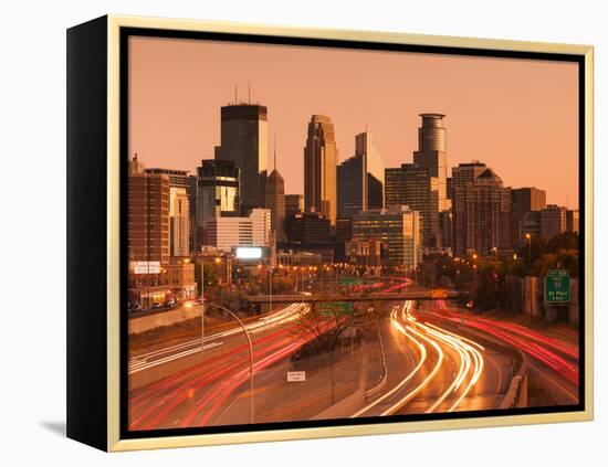 USA, Minnesota, Minneapolis, City Skyline from Interstate Highway I-35W-Walter Bibikow-Framed Premier Image Canvas