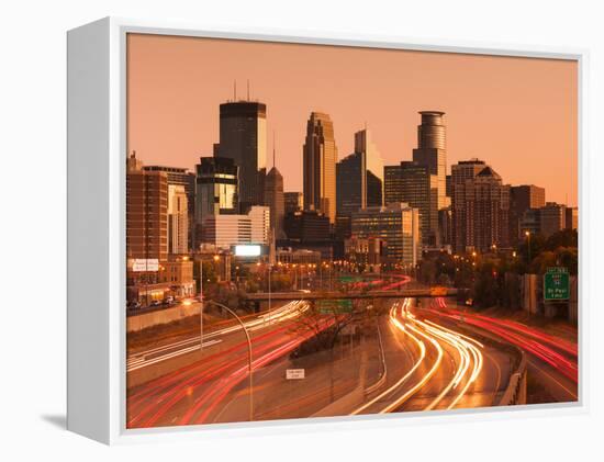 USA, Minnesota, Minneapolis, City Skyline from Interstate Highway I-35W-Walter Bibikow-Framed Premier Image Canvas
