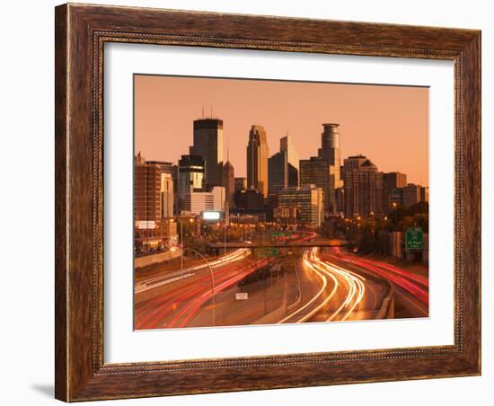 USA, Minnesota, Minneapolis, City Skyline from Interstate Highway I-35W-Walter Bibikow-Framed Photographic Print