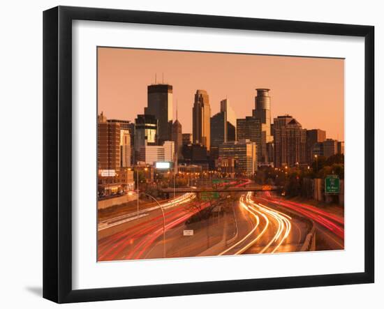 USA, Minnesota, Minneapolis, City Skyline from Interstate Highway I-35W-Walter Bibikow-Framed Photographic Print