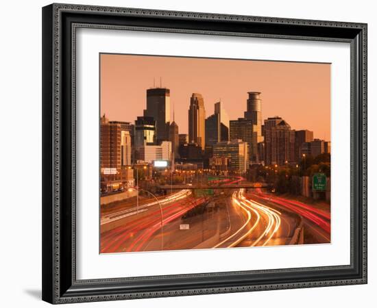 USA, Minnesota, Minneapolis, City Skyline from Interstate Highway I-35W-Walter Bibikow-Framed Photographic Print