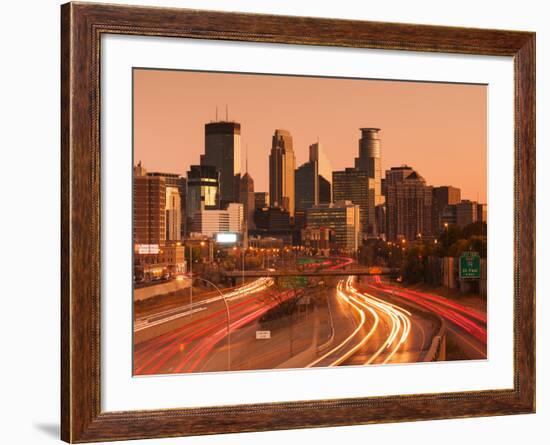 USA, Minnesota, Minneapolis, City Skyline from Interstate Highway I-35W-Walter Bibikow-Framed Photographic Print