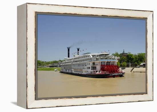 USA, Mississippi, Vicksburg. American Queen cruise paddlewheel boat.-Cindy Miller Hopkins-Framed Premier Image Canvas