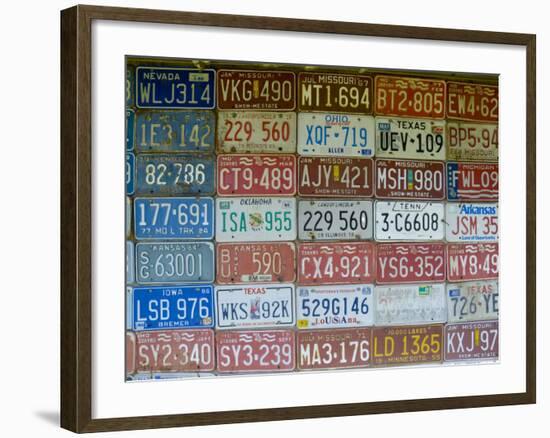 USA, Missouri, Route 66, Near Carthage, Car Number Plates-Alan Copson-Framed Photographic Print