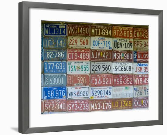 USA, Missouri, Route 66, Near Carthage, Car Number Plates-Alan Copson-Framed Photographic Print