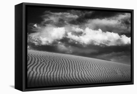 USA, Mojave Trails National Monument, California. Black and white image of windblown sand dune and -Judith Zimmerman-Framed Premier Image Canvas