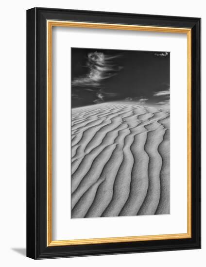 USA, Mojave Trails National Monument, California. Black and white image of windblown sand dune and -Judith Zimmerman-Framed Photographic Print