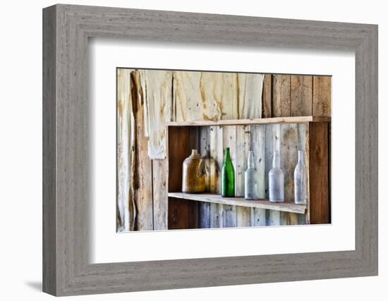 USA, Montana, Bannack State Park, Old Bottles on a Shelf-Hollice Looney-Framed Photographic Print