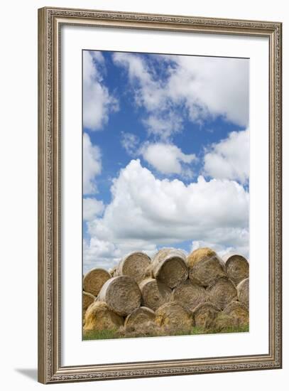 USA, Montana, Garfield County, Big sky country, and hay bales.-Jamie & Judy Wild-Framed Photographic Print