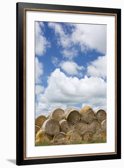 USA, Montana, Garfield County, Big sky country, and hay bales.-Jamie & Judy Wild-Framed Photographic Print