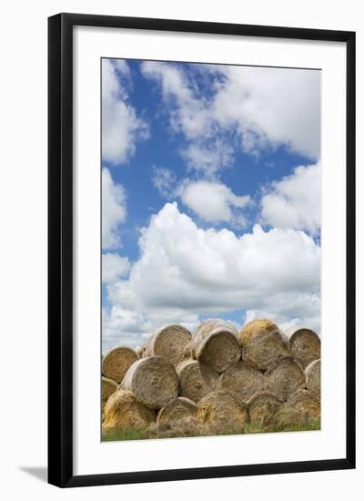 USA, Montana, Garfield County, Big sky country, and hay bales.-Jamie & Judy Wild-Framed Photographic Print