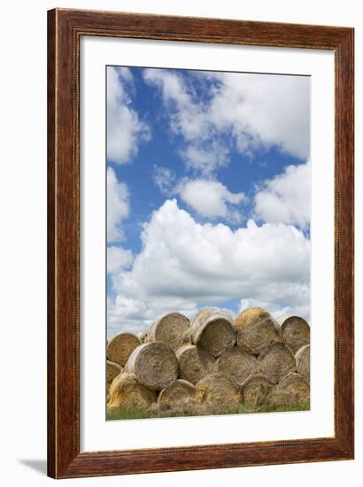 USA, Montana, Garfield County, Big sky country, and hay bales.-Jamie & Judy Wild-Framed Photographic Print