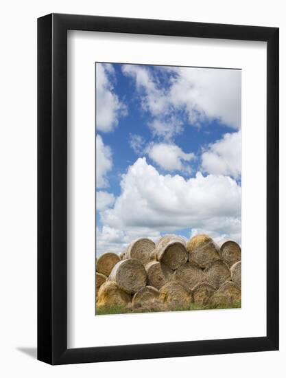 USA, Montana, Garfield County, Big sky country, and hay bales.-Jamie & Judy Wild-Framed Photographic Print