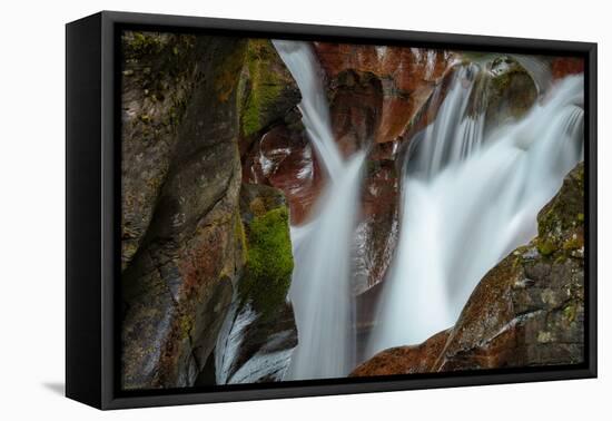 USA, Montana, Glacier National Park. Avalanche Creek Falls-Rona Schwarz-Framed Premier Image Canvas