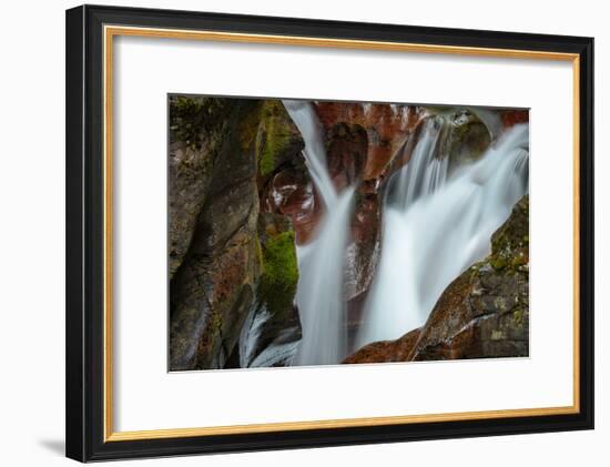 USA, Montana, Glacier National Park. Avalanche Creek Falls-Rona Schwarz-Framed Photographic Print