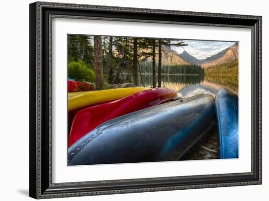 USA, Montana, Glacier National Park. Two Medicine Lake with Canoes in Foreground-Rona Schwarz-Framed Photographic Print