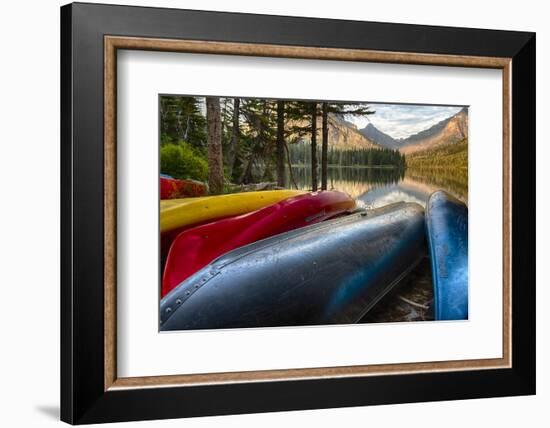 USA, Montana, Glacier National Park. Two Medicine Lake with Canoes in Foreground-Rona Schwarz-Framed Photographic Print