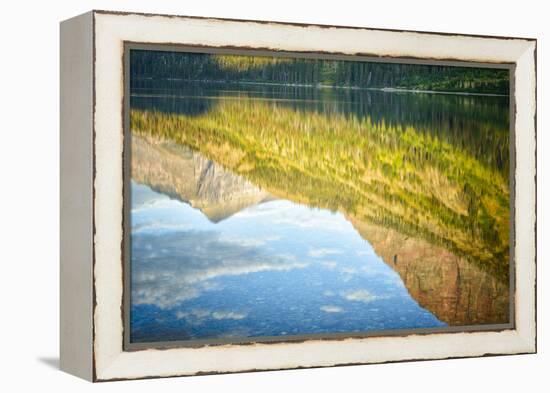 USA, Montana, Glacier National Park. Two Medicine Lake with Mountain Reflections-Rona Schwarz-Framed Premier Image Canvas