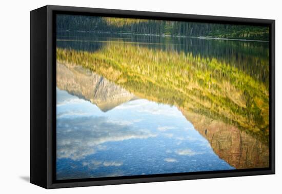 USA, Montana, Glacier National Park. Two Medicine Lake with Mountain Reflections-Rona Schwarz-Framed Premier Image Canvas