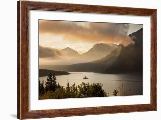 USA, Montana, Glacier NP. Sunrise pierces clouds over St. Mary Lake.-Don Grall-Framed Photographic Print