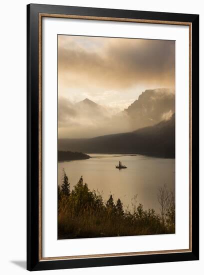 USA, Montana, Glacier NP. Sunrise pierces clouds over St. Mary Lake.-Don Grall-Framed Photographic Print