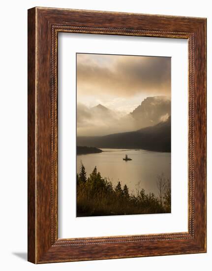 USA, Montana, Glacier NP. Sunrise pierces clouds over St. Mary Lake.-Don Grall-Framed Photographic Print