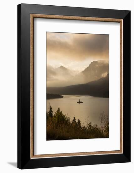 USA, Montana, Glacier NP. Sunrise pierces clouds over St. Mary Lake.-Don Grall-Framed Photographic Print