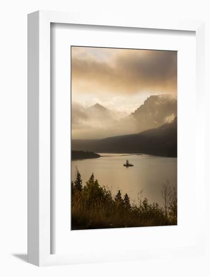 USA, Montana, Glacier NP. Sunrise pierces clouds over St. Mary Lake.-Don Grall-Framed Photographic Print