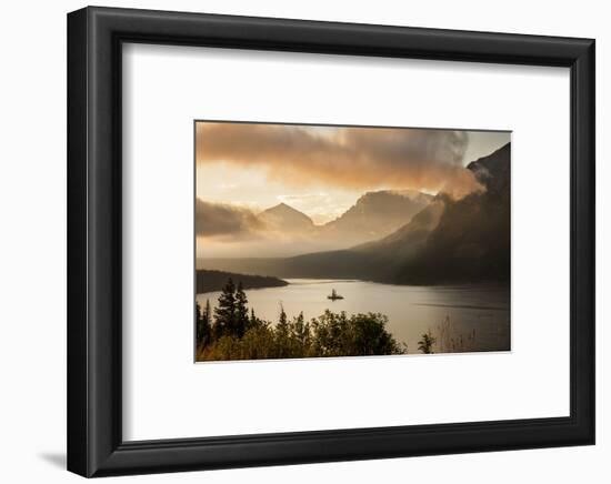 USA, Montana, Glacier NP. Sunrise pierces clouds over St. Mary Lake.-Don Grall-Framed Photographic Print
