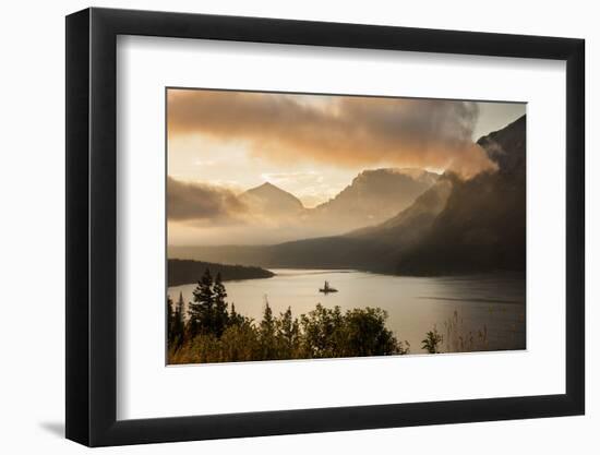 USA, Montana, Glacier NP. Sunrise pierces clouds over St. Mary Lake.-Don Grall-Framed Photographic Print