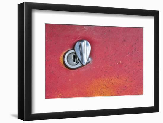 USA, Montana. Missoula, Ft. Missoula Park, Lock on Door of Old Truck-Hollice Looney-Framed Photographic Print