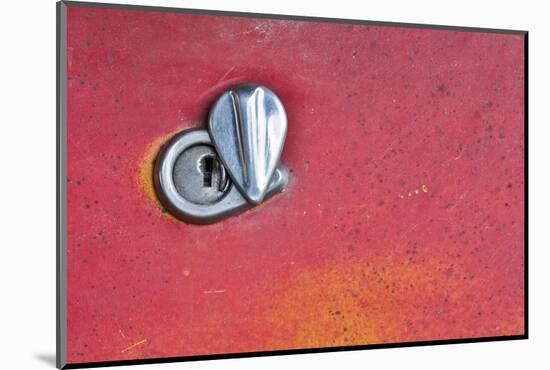 USA, Montana. Missoula, Ft. Missoula Park, Lock on Door of Old Truck-Hollice Looney-Mounted Photographic Print