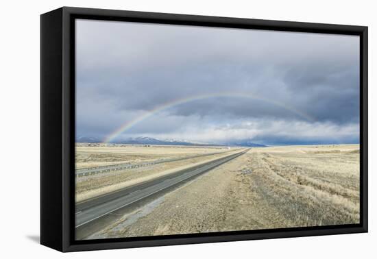 USA, Montana, Near Missoula, Rainbow over I-90-Rob Tilley-Framed Premier Image Canvas