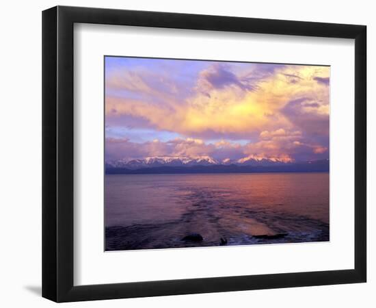 USA, Montana. Sunset over Flathead Lake.-Steve Terrill-Framed Photographic Print