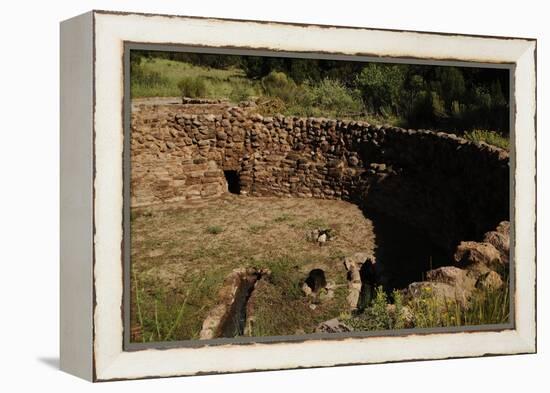 USA, Near Los Alamos, New Mexico, Bandelier National Monument, Big Kiva-null-Framed Premier Image Canvas