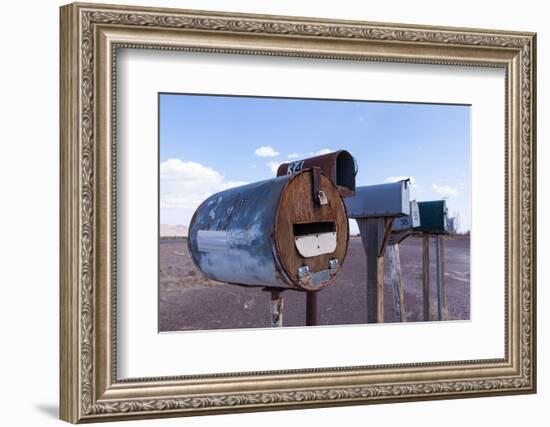 USA, Nevada, Highway, Mailboxes-Catharina Lux-Framed Photographic Print