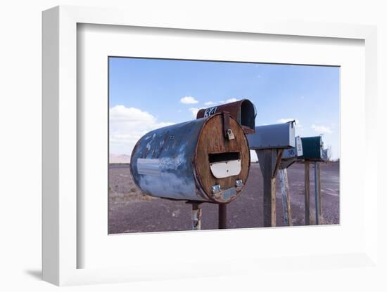 USA, Nevada, Highway, Mailboxes-Catharina Lux-Framed Photographic Print