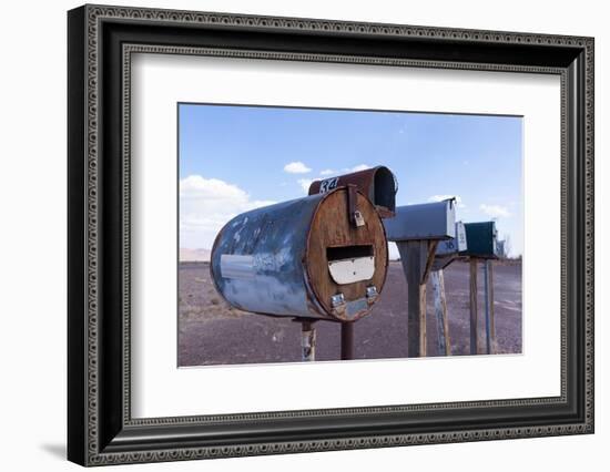 USA, Nevada, Highway, Mailboxes-Catharina Lux-Framed Photographic Print