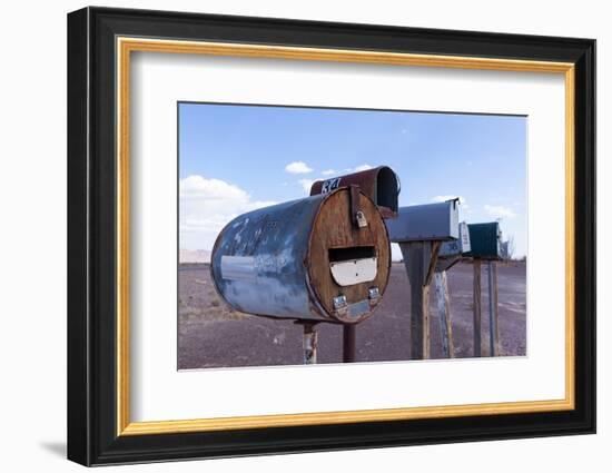 USA, Nevada, Highway, Mailboxes-Catharina Lux-Framed Photographic Print