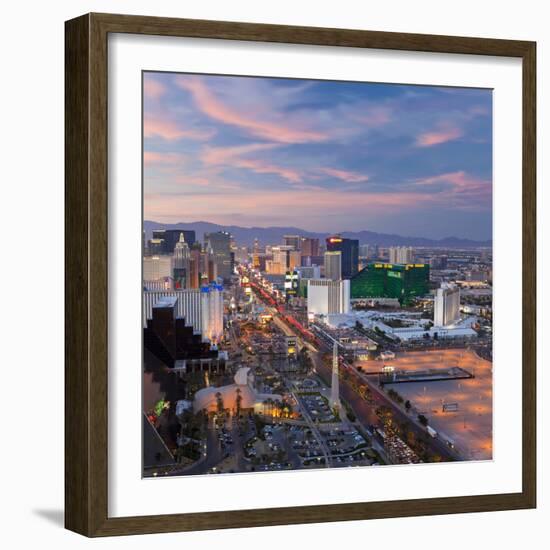 USA, Nevada, Las Vegas, Elevated Dusk View of the Hotels and Casinos Along the Strip-Gavin Hellier-Framed Photographic Print