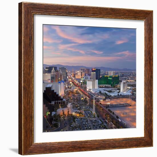 USA, Nevada, Las Vegas, Elevated Dusk View of the Hotels and Casinos Along the Strip-Gavin Hellier-Framed Photographic Print